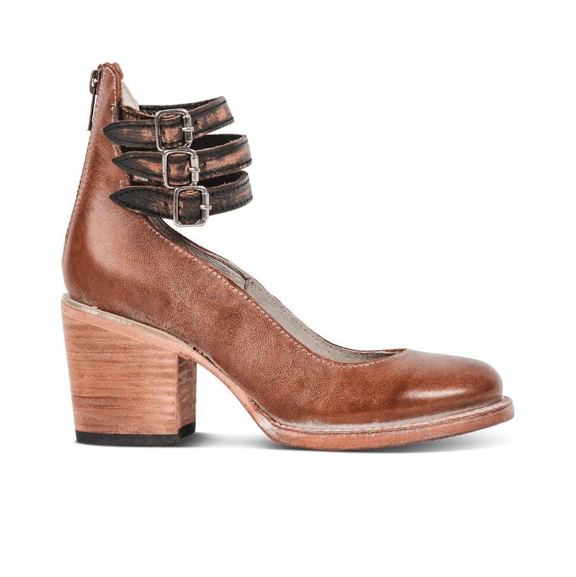 Back zipper thick high heel square heel shallow buckle women's shoes