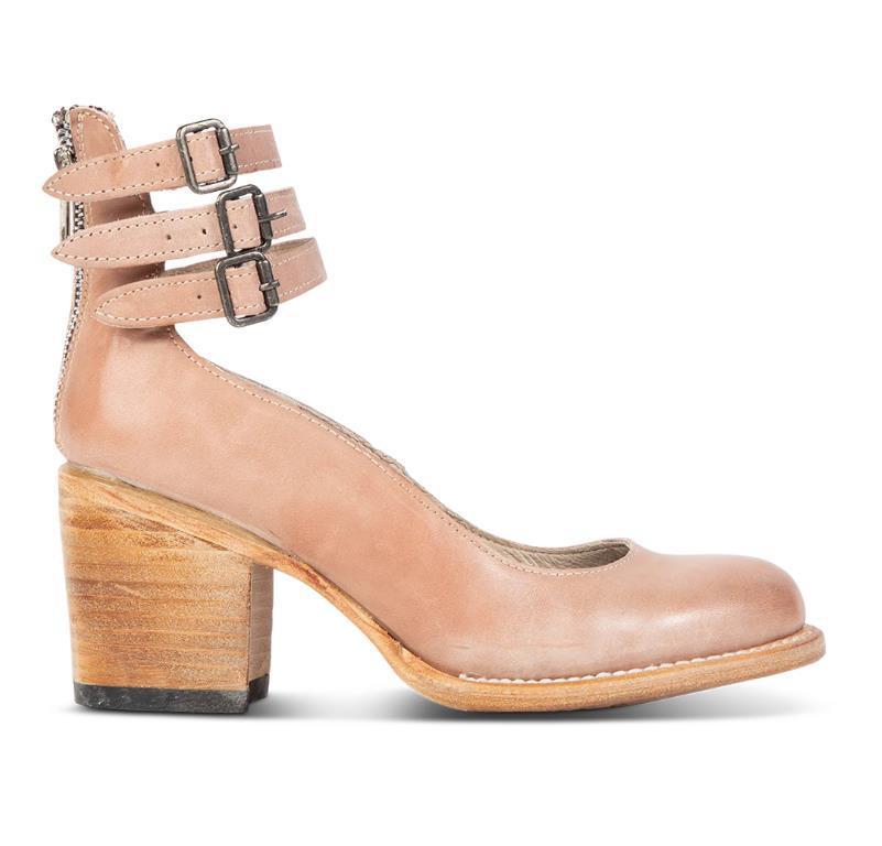 Back zipper thick high heel square heel shallow buckle women's shoes