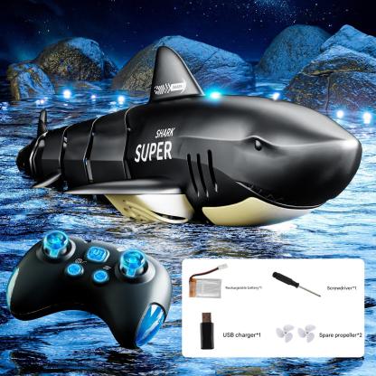 Remote Control Shark Toy with Light &Spray