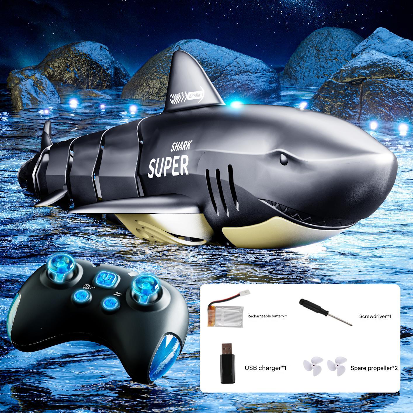 Remote Control Shark Toy with Light &Spray