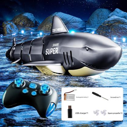 Remote Control Shark Toy with Light &Spray