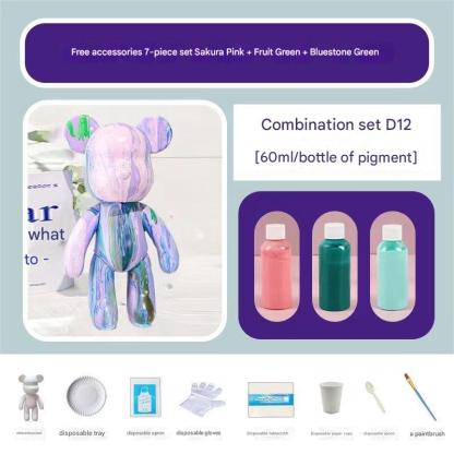 Fluid Bear White Embryo Diy Handmade Internet Celebrity Fluid Violent Bear Ornaments