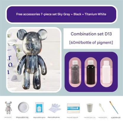 Fluid Bear White Embryo Diy Handmade Internet Celebrity Fluid Violent Bear Ornaments