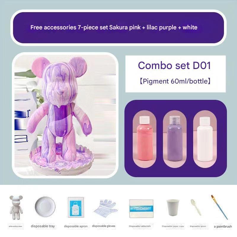 Fluid Bear White Embryo Diy Handmade Internet Celebrity Fluid Violent Bear Ornaments
