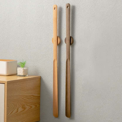 Wooden Long Handle Magnetic Shoehorn