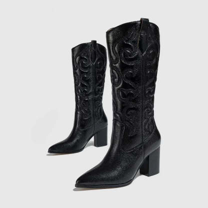 Metallic Embroidered Cowboy Boots