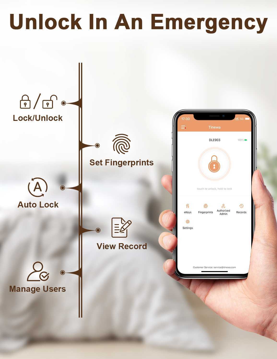 Smart Door knob, Fingerprint Smart Lock Biometric Door knob with App Control, Great for Bedrooms,Cloakroom,Apartments Offices, Hotels, Satin Nickel