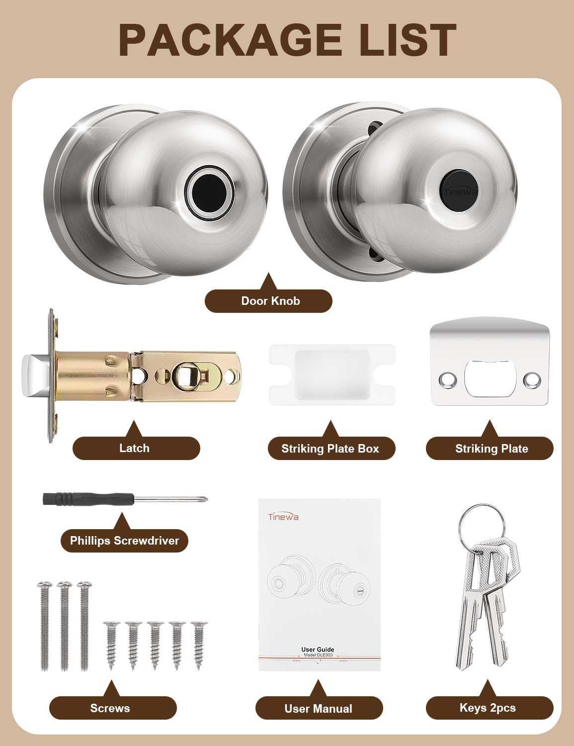 Smart Door knob, Fingerprint Smart Lock Biometric Door knob with App Control, Great for Bedrooms,Cloakroom,Apartments Offices, Hotels, Satin Nickel