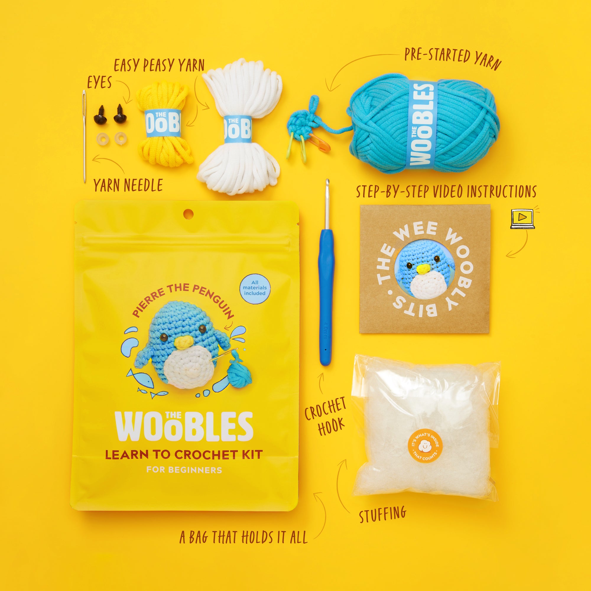 Pierre the Penguin Crochet Kit(English teaching video included)