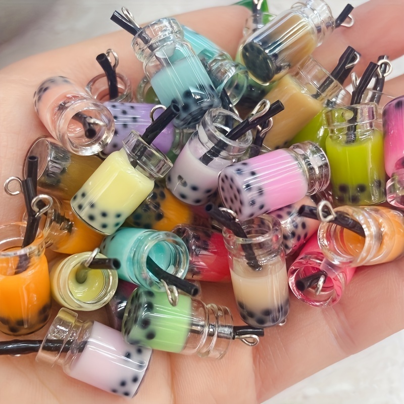 30pcs Vibrant 3D Resin Drop Charms - Colorful Imitation Pearl and Fruit Juice Designs for DIY Keychain, Phone Case, and Jewelry Making Projects - Perfect for Crafting and Accessorizing