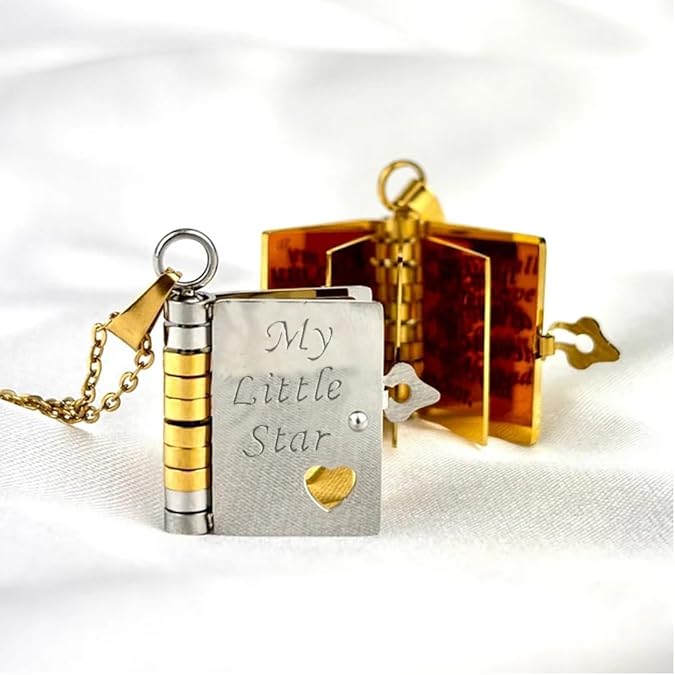 My Little Star Book Necklace for Daughter, Birthday Day Gift Graduation Jewelry of Love
