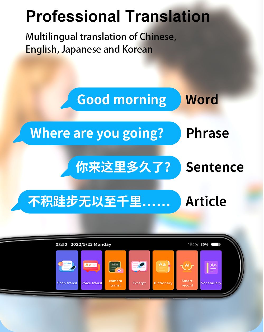 Accurate 112 language translation scanning reading pen