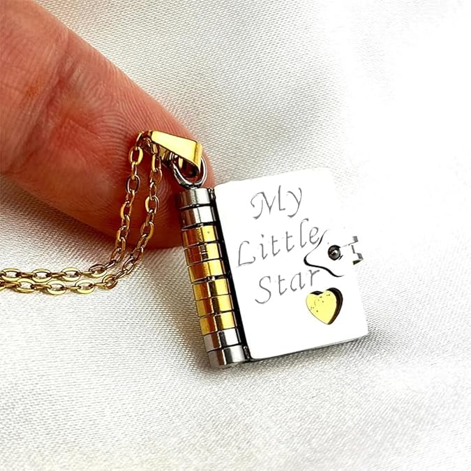 My Little Star Book Necklace for Daughter, Birthday Day Gift Graduation Jewelry of Love