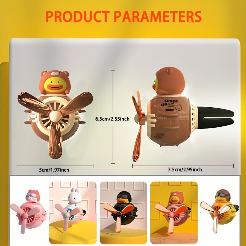 Cute Pilot Duck Car Air Freshener, Car Diffuser Rotating Propeller Cartoon Car Air Vent Fan Creative Car Perfume Decoration For Cars Air Vent