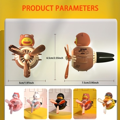 Cute Pilot Duck Car Air Freshener, Car Diffuser Rotating Propeller Cartoon Car Air Vent Fan Creative Car Perfume Decoration For Cars Air Vent