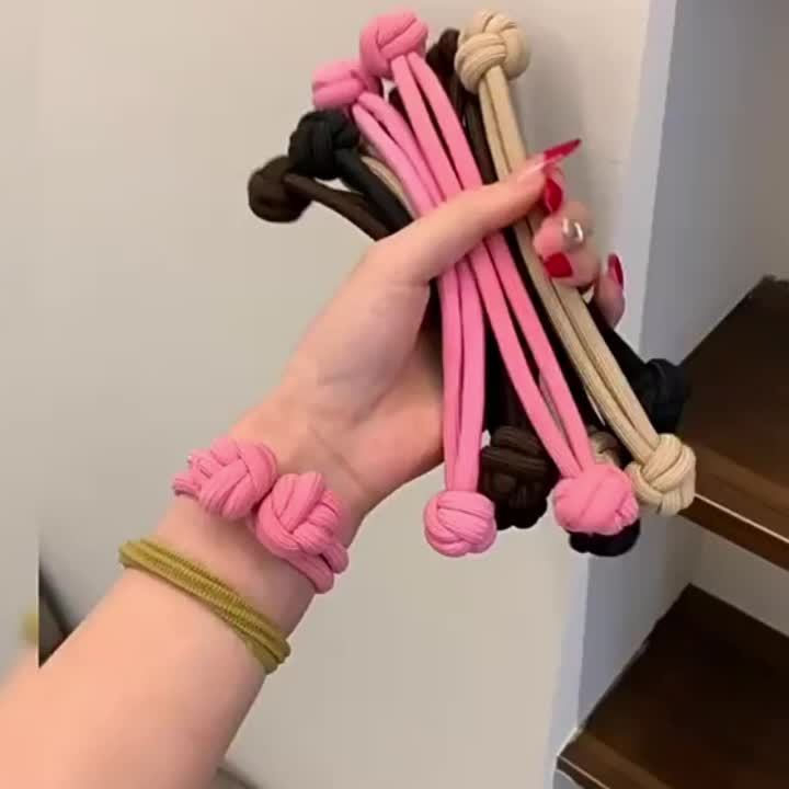 6pcs High Elasticity Knotted Hair Tie - Durable Solid Color Hair Rope for Women - Ponytail Holder and Hair Accessory