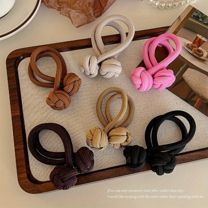 6pcs High Elasticity Knotted Hair Tie - Durable Solid Color Hair Rope for Women - Ponytail Holder and Hair Accessory