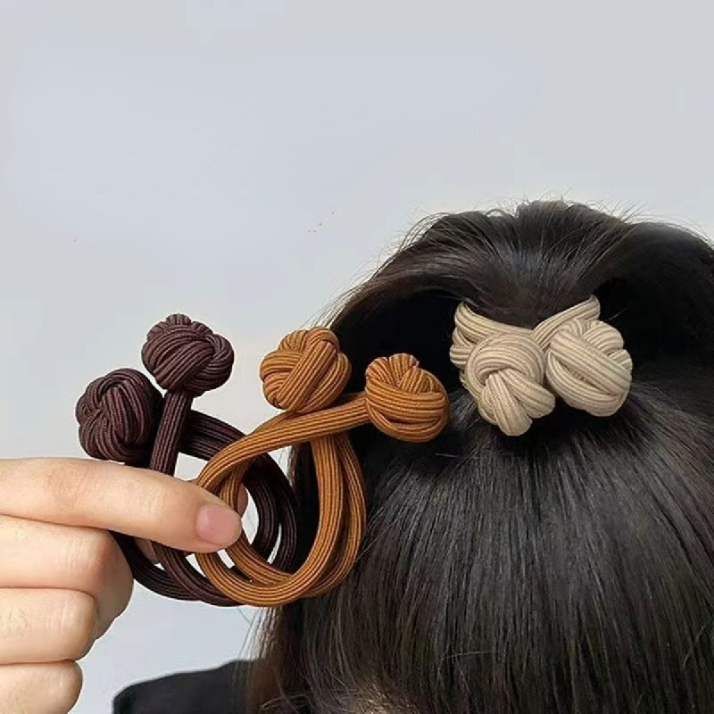 6pcs High Elasticity Knotted Hair Tie - Durable Solid Color Hair Rope for Women - Ponytail Holder and Hair Accessory