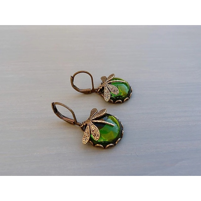 Women's Earrings Vintage Style Dragonfly Vintage Cool Earrings Jewelry claret / Moonstone / Denim Blue For Wedding Party 2pcs