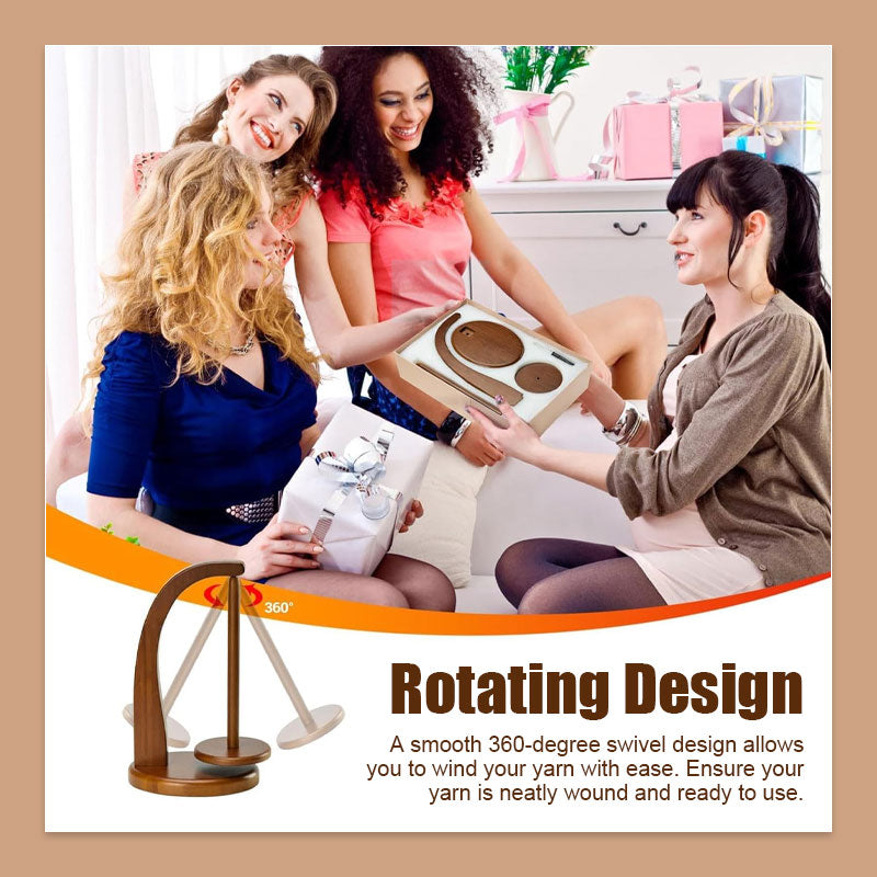 Wooden rotatable yarn spool stand
