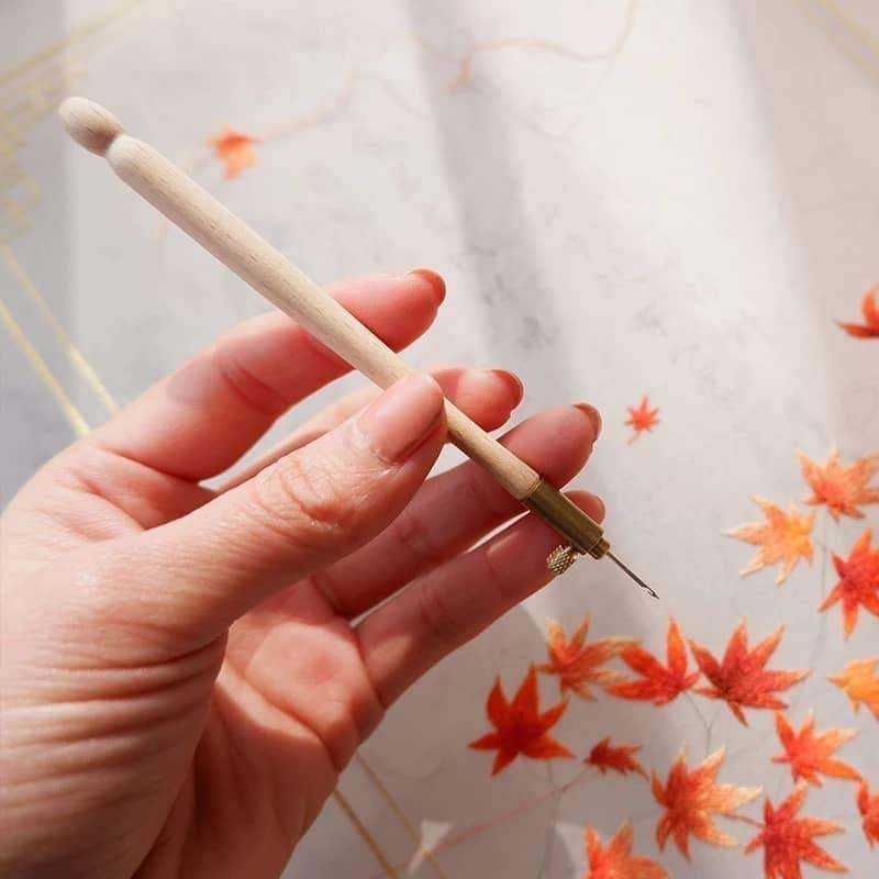Beech French embroidery crochet hook for daily use at home, beaded handmade needle