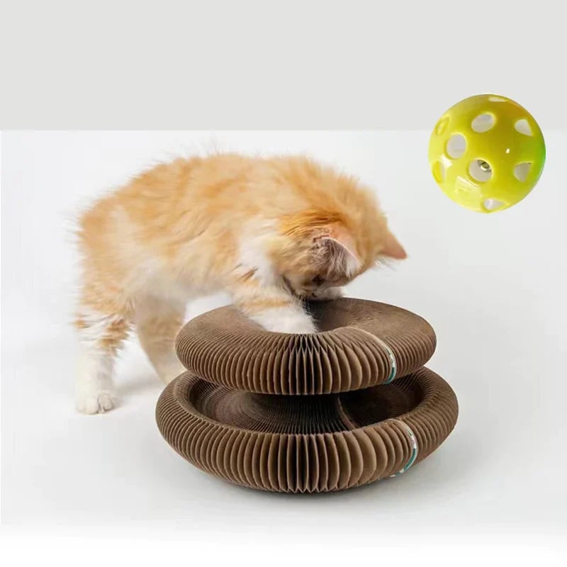 ⚡Cat Scratcher（Magnetic type - accordion cat scratching board 1 piece [with bell ball, can be scratched and played with]）