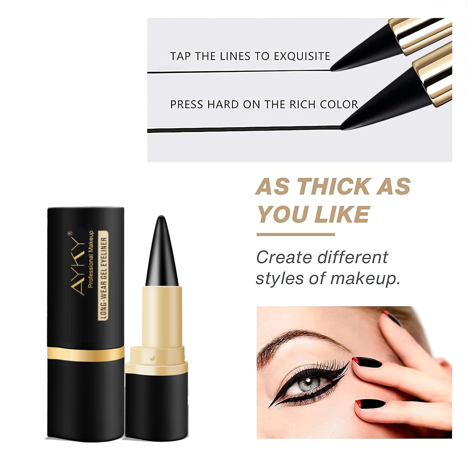 🎉Natural Black Long Wear Gel Eyeliner Cream, Waterproof, Natural formula, safe and harmless, Mild & Easy To Remove