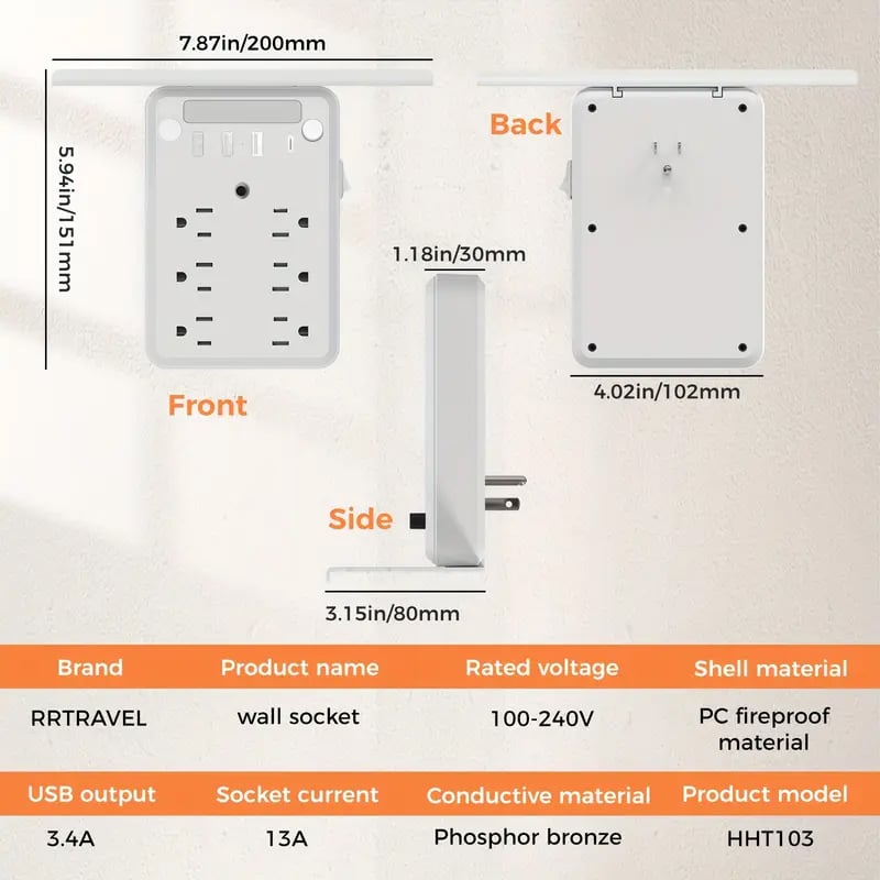 Wall Outlet Extender with Shelf Night