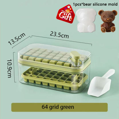 Set Of 1 101oz Ice Cube Trays, 64 Pcs Silicone Ice Cube Tray With Lid And Bin, Ice Cube Molds For Freezer, Easy Release & Save Space, 2 Trays,Scoop For Whiskey, Cocktail | Food Grade PP