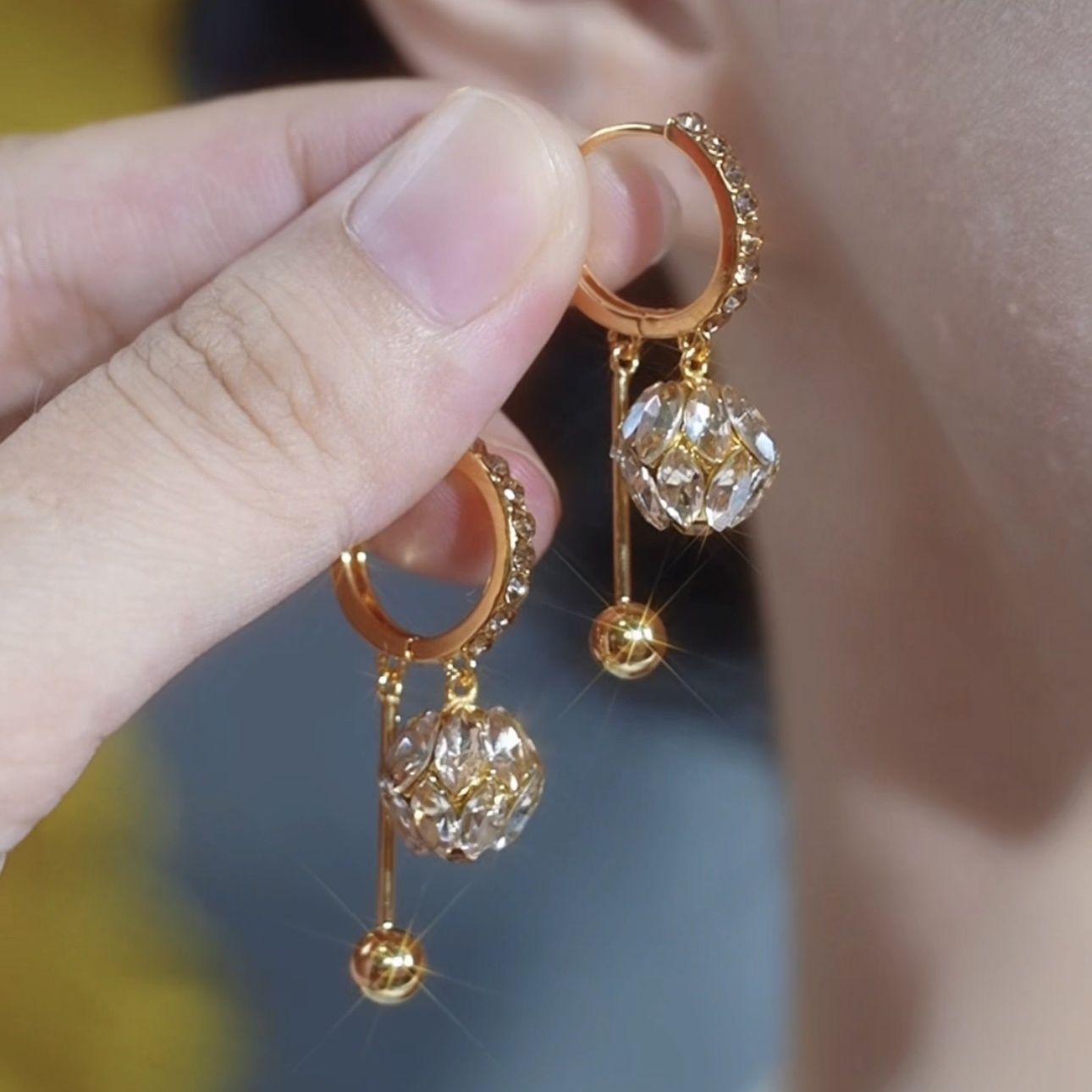 Diamond ball earrings A Pair