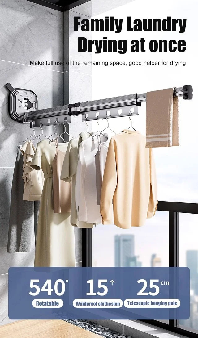 48% OFF [Ready to use] Suction Cup Wall Mount Folding Clothes Drying Rack
