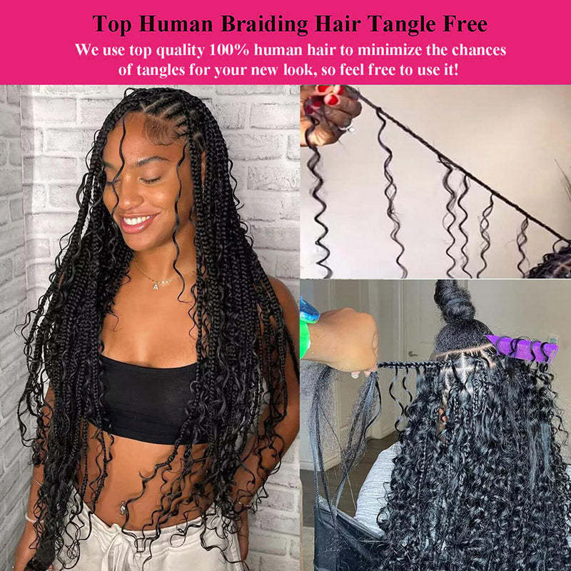Deep Wave Bulk Human Hair For Braiding No Weft Bulk Hair Bundles
