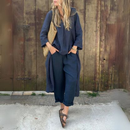 Linen Blend Two-Piece Set Women | Loravelle