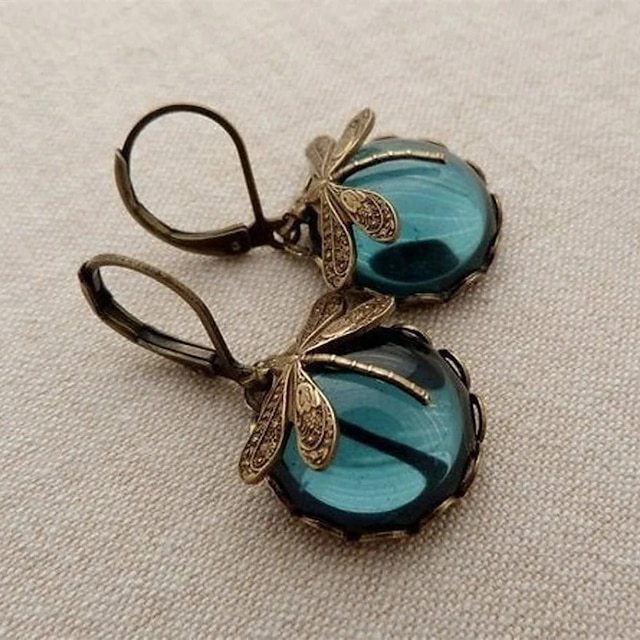Women's Earrings Vintage Style Dragonfly Vintage Cool Earrings Jewelry claret / Moonstone / Denim Blue For Wedding Party 2pcs