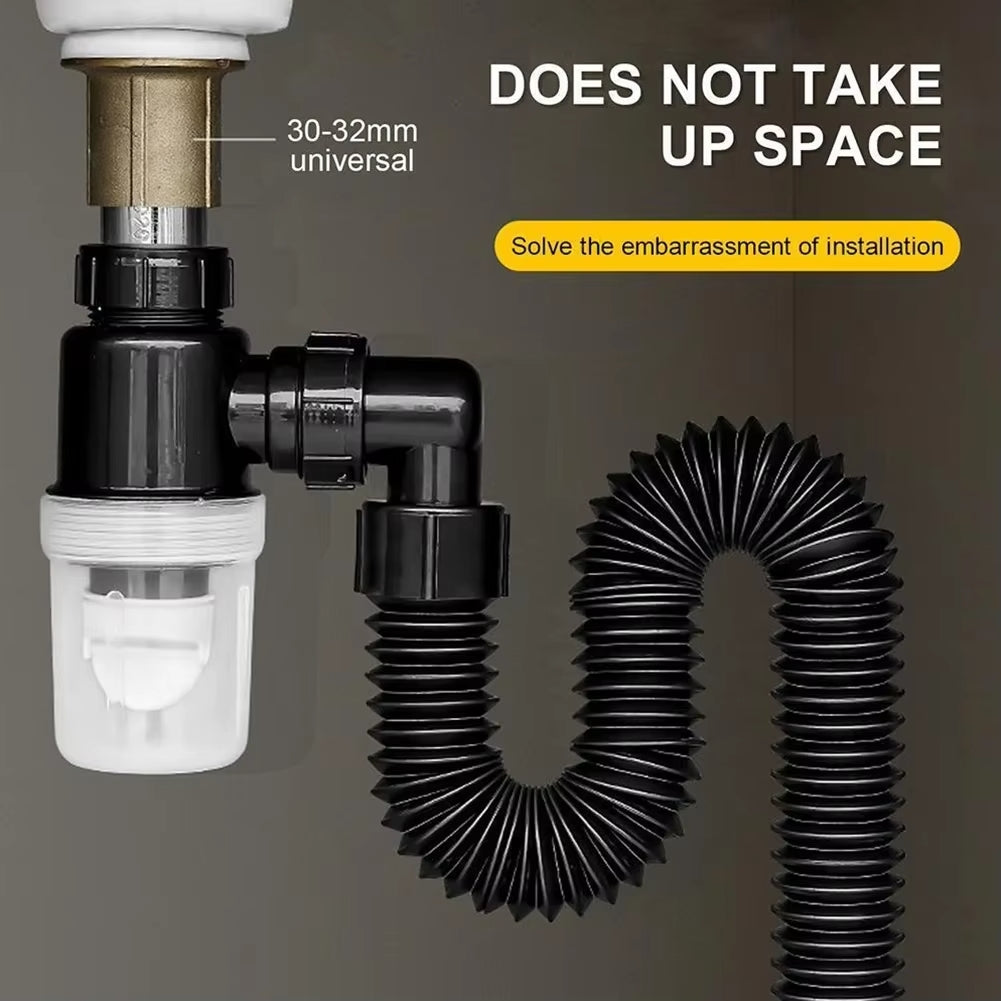 Telescopic pull-out drain pipe, stainless steel deodorizing sleeve