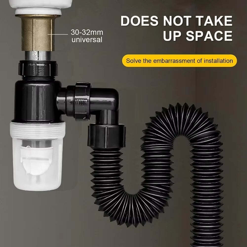 Telescopic pull-out drain pipe, stainless steel deodorizing sleeve