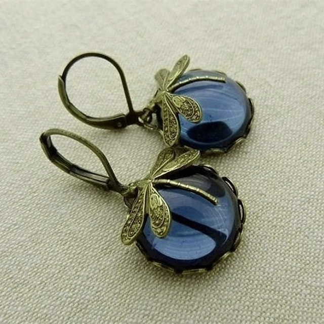 Women's Earrings Vintage Style Dragonfly Vintage Cool Earrings Jewelry claret / Moonstone / Denim Blue For Wedding Party 2pcs