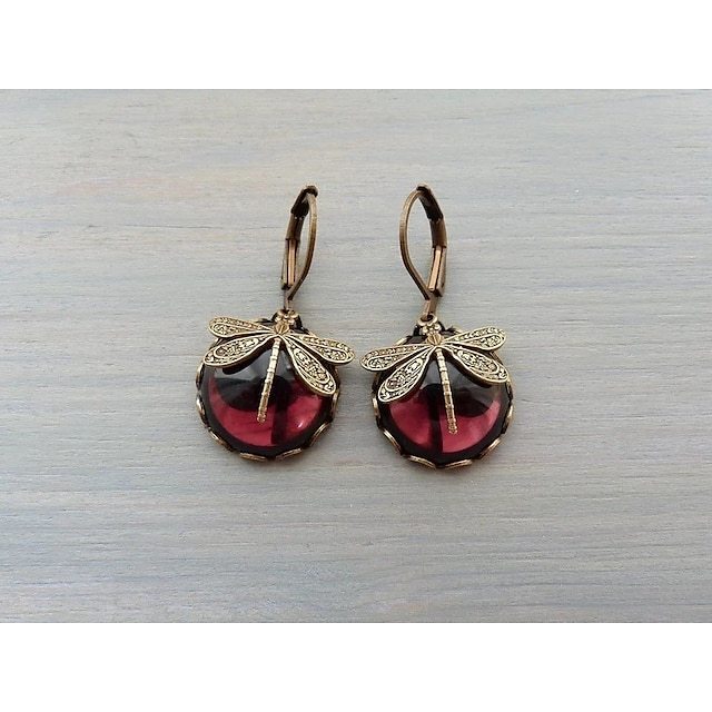 Women's Earrings Vintage Style Dragonfly Vintage Cool Earrings Jewelry claret / Moonstone / Denim Blue For Wedding Party 2pcs