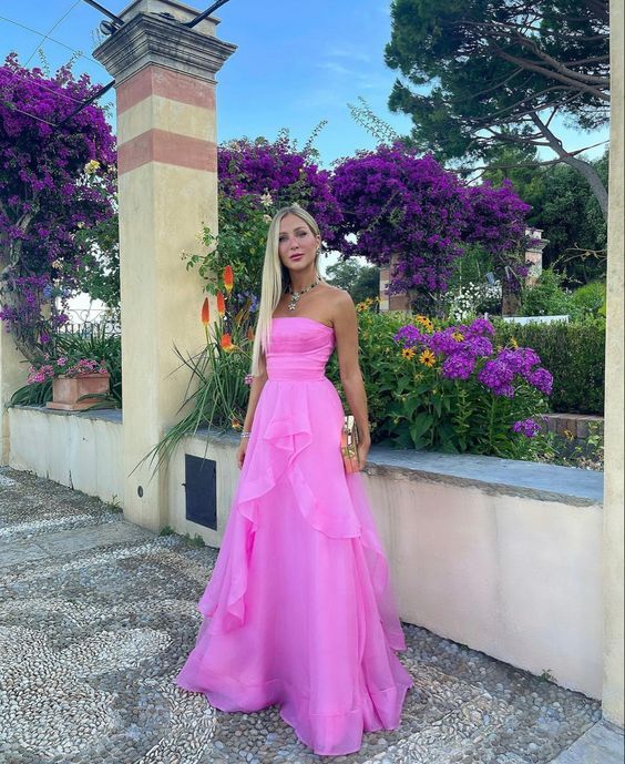 Sexy Pink Prom Formal Evening Dress Long Floor Length Dress