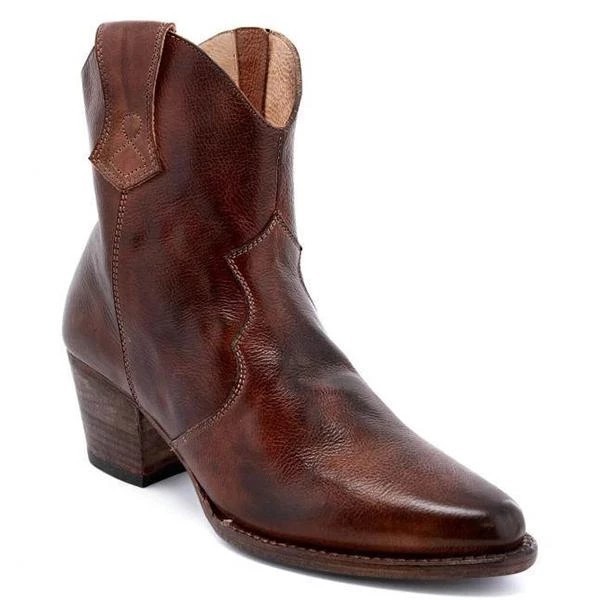 New women's round toe ethnic women's leather boots side zipper knight boots thick high heel women's shoes