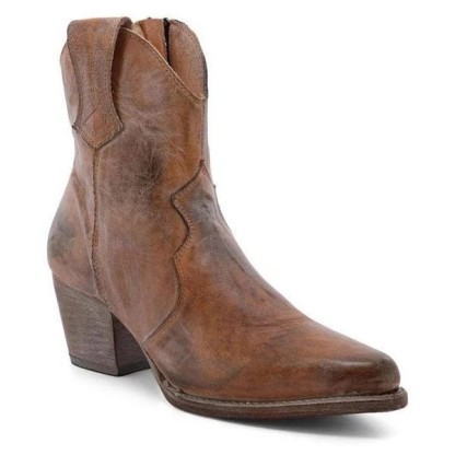New women's round toe ethnic women's leather boots side zipper knight boots thick high heel women's shoes