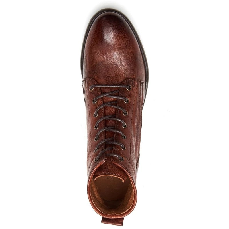 New women's round toe retro women's leather boots front lace-up Martin boots thick heel waterproof mid-heel women's shoes