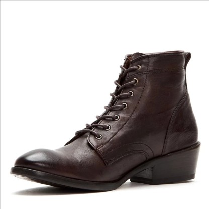 New women's round toe retro women's leather boots front lace-up Martin boots thick heel waterproof mid-heel women's shoes