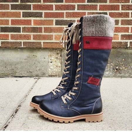 Women's round toe casual leather boots side zipper Martin boots thick sole warm boots mid heel women's shoes