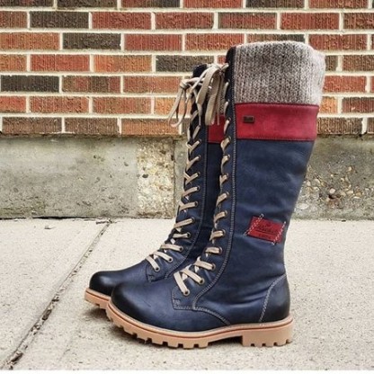 Women's round toe casual leather boots side zipper Martin boots thick sole warm boots mid heel women's shoes