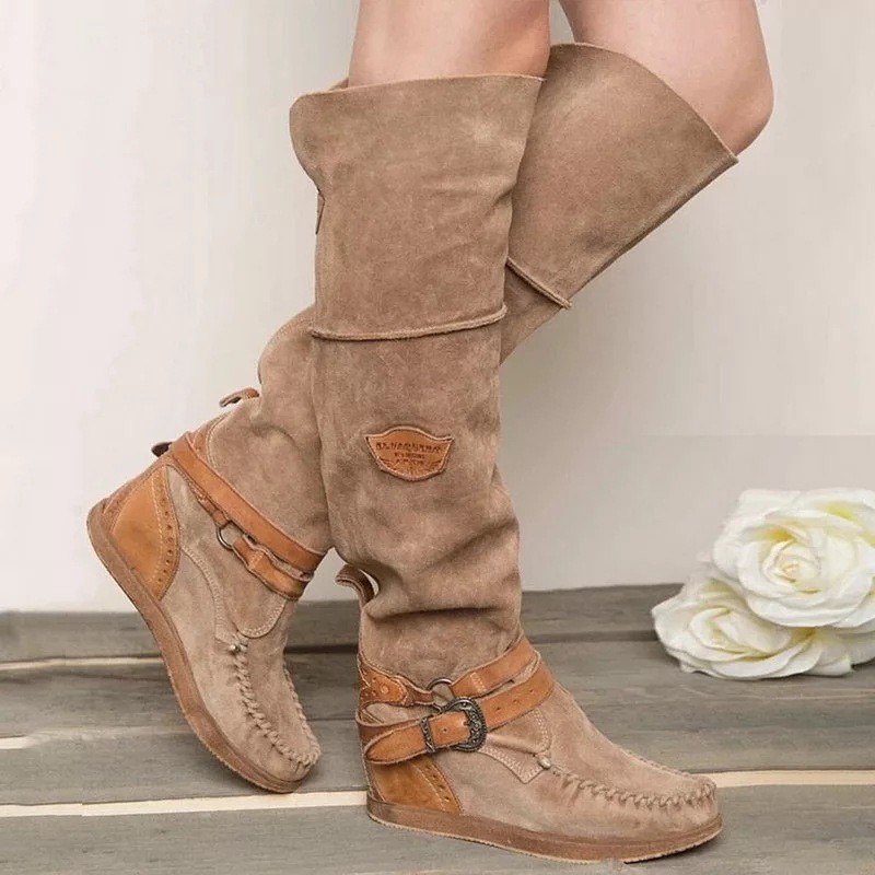 Women's round head artificial PU European and American women's leather boots side zipper Martin boots thick heels wear-resistant low heels women's shoes