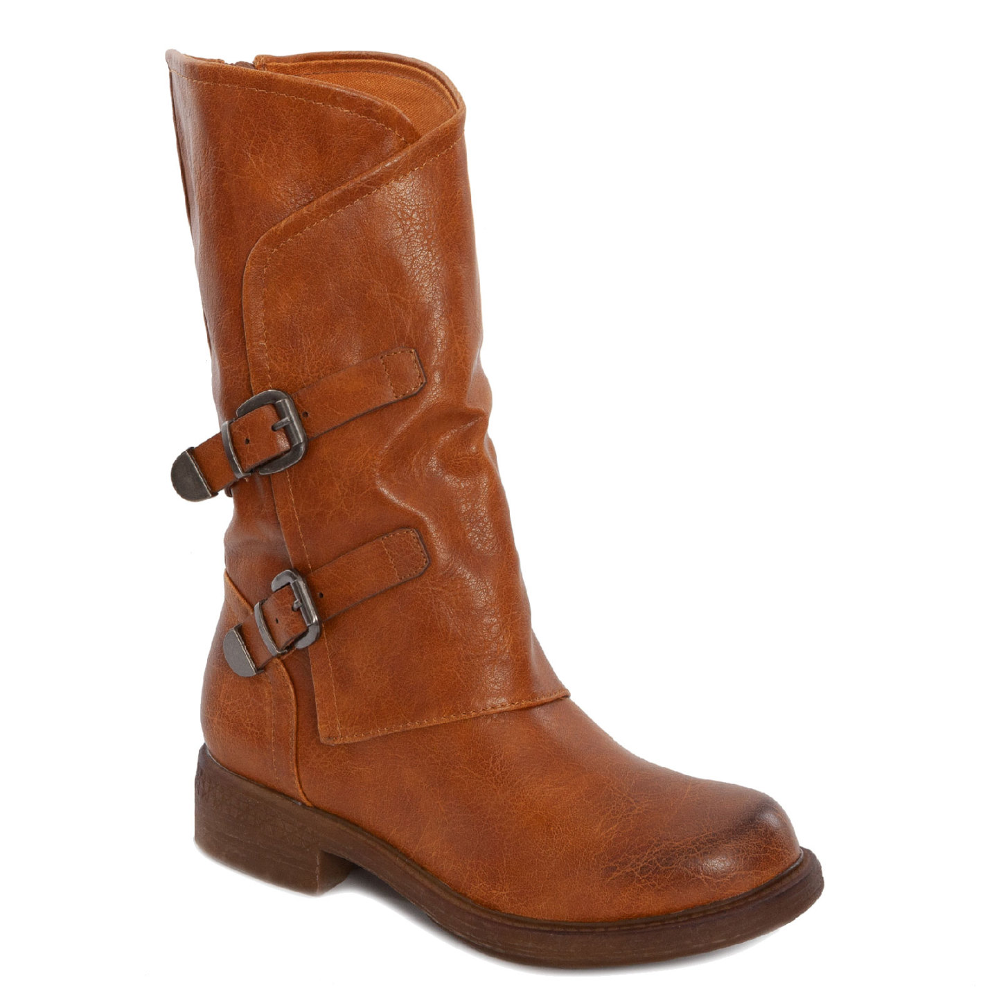 Women's Biker Boots With Buckles Casual Motorcycle Shoes