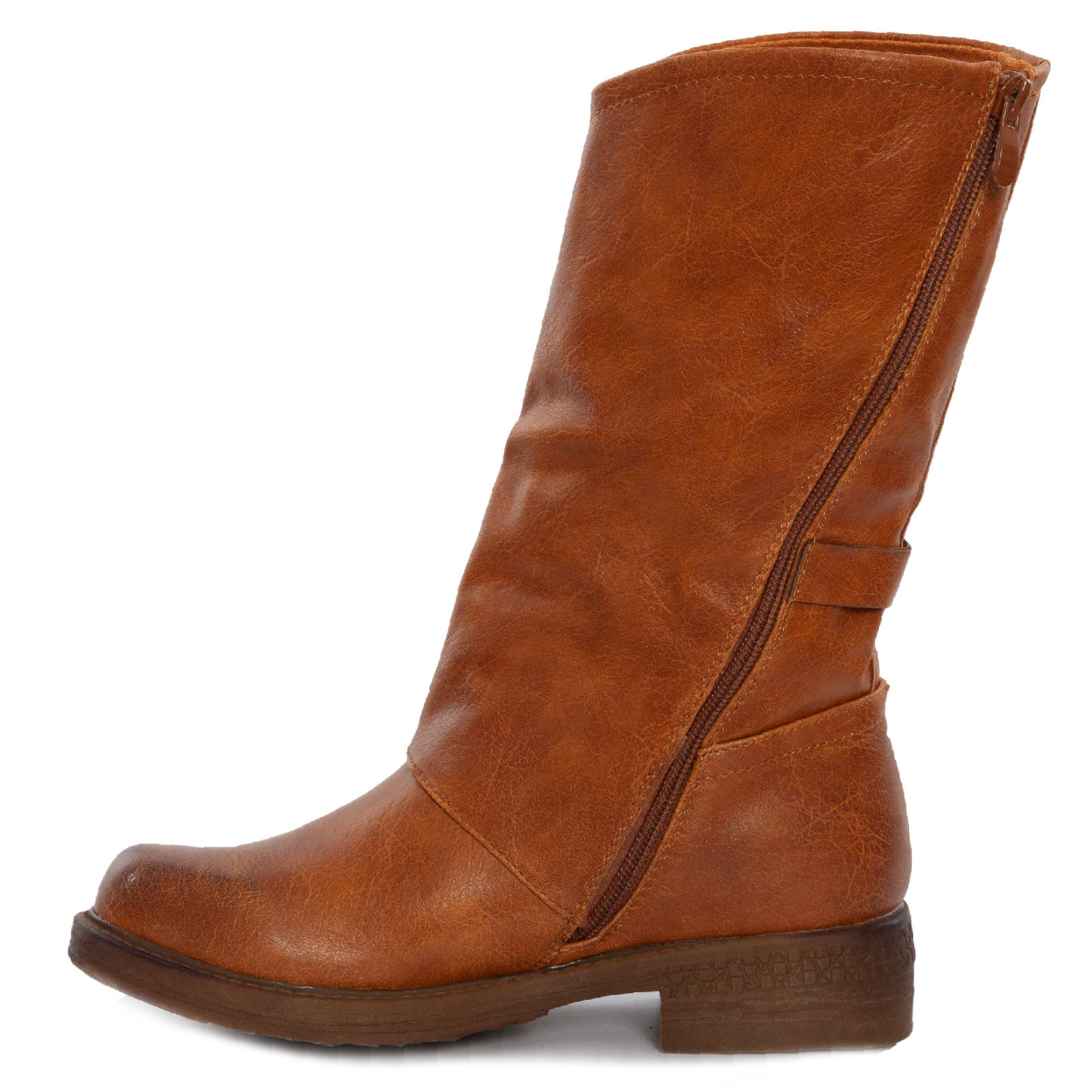 Women's Biker Boots With Buckles Casual Motorcycle Shoes