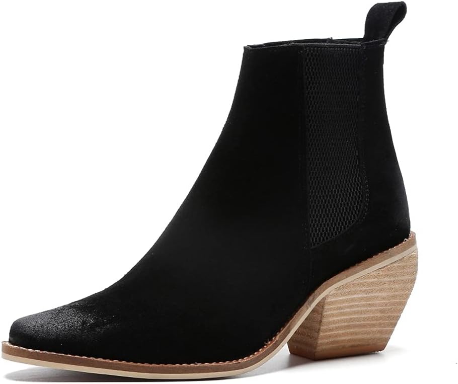 Leather Ankle Boots for Women High Heel Sexy Pointed Toe Winter Fashion Shoes