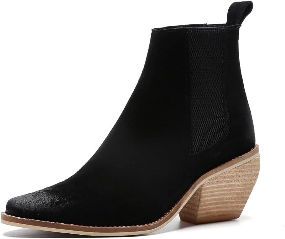 Leather Ankle Boots for Women High Heel Sexy Pointed Toe Winter Fashion Shoes